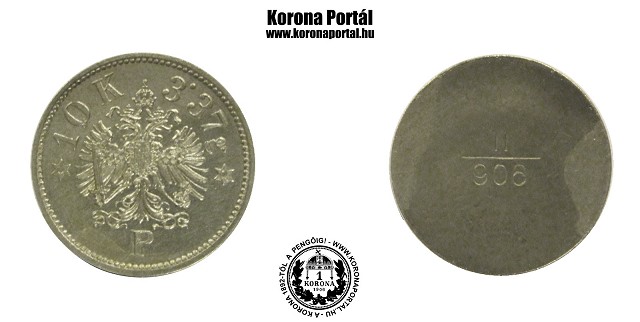 Osztrák arany 10 koronás pénzsúly 10K. P.