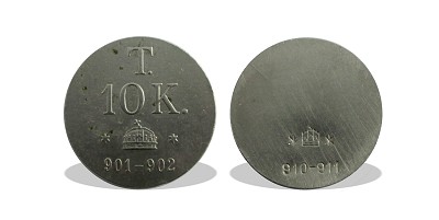 Arany 10 koronás pénzsúly 10K. T.