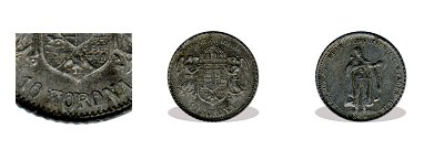 1894-es ezüstözött cink miniatűr 10 koronás (mini érme)