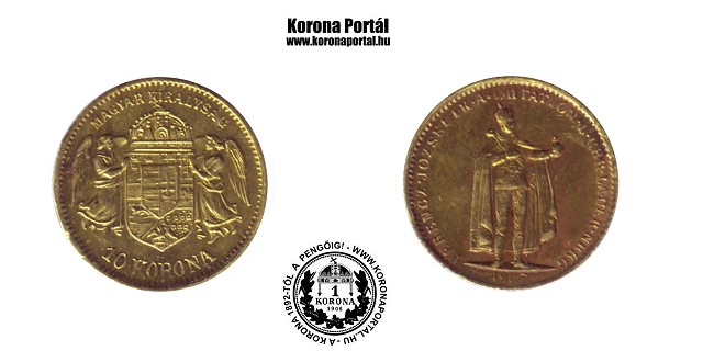 1907-es sárgaréz miniatűr 10 koronás (mini érme)