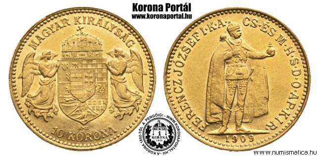 1907-es arany 10 korons nyitott "A"