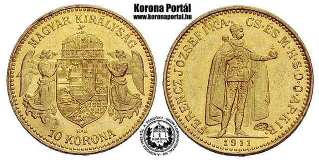 1911-es kard ellenjegyes arany 10 koronás.