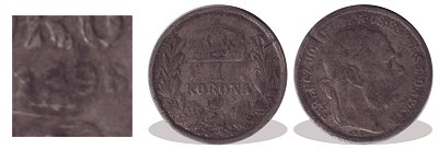 1896-os hamis ólom 1 koronás