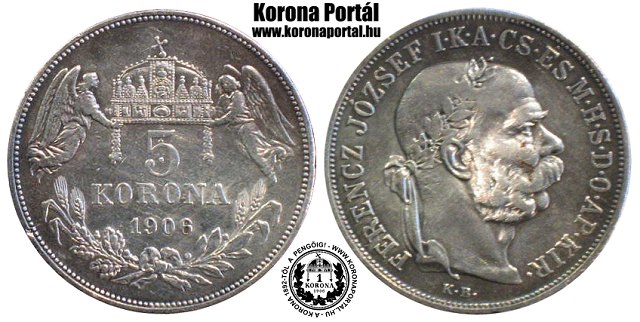 1906-os hamis 5 korons. tvsett vszm.