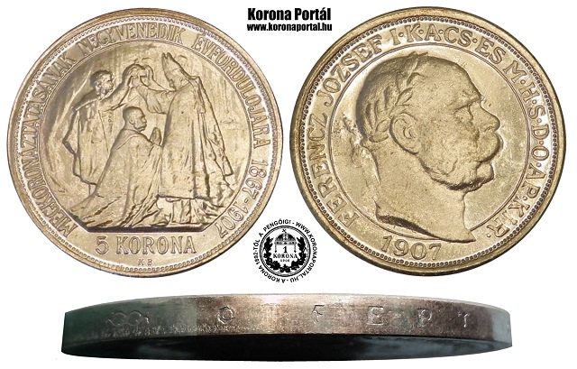 1907-es koronzsi 5 korons hamis msolat fert perembetssel olaszorszgbl.